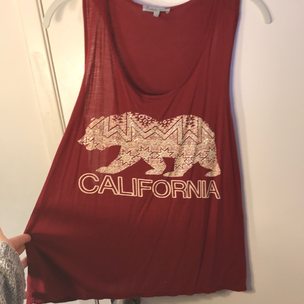 Maroon scoop neck crop top w/ studded detailing